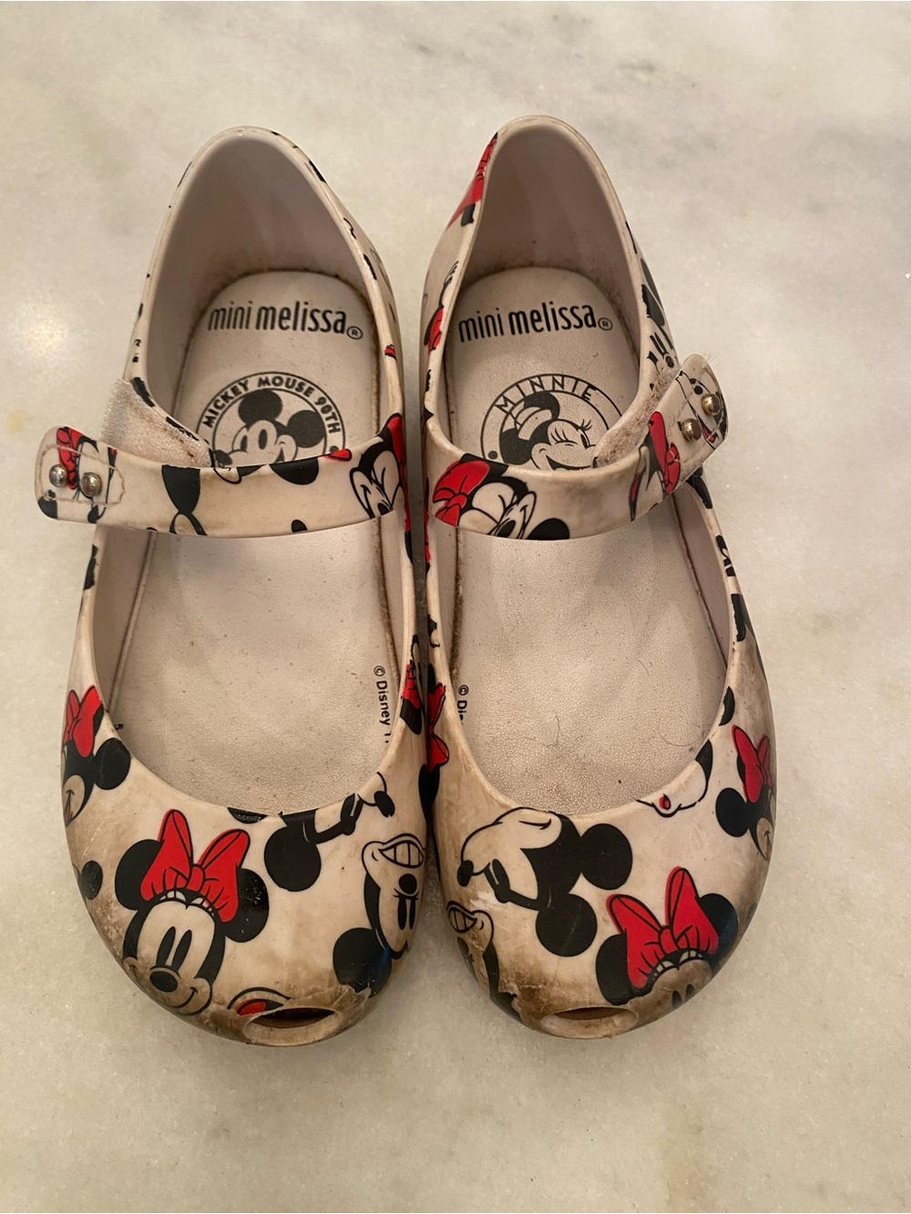 Mini Melissa Girls Minnie Mouse Mary Jane Shoes in White and Red